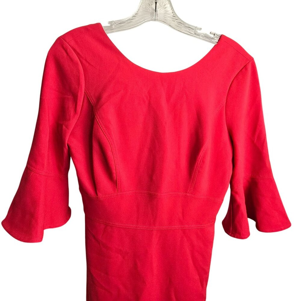 White House Black Market Red Midi Dress With Bell Sleeves Size 0 JJ3868
